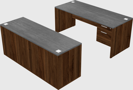 Parallel desk with credenza
