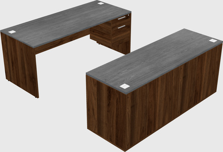 Parallel desk with credenza