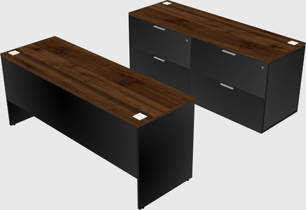 Parallel desk with credenza