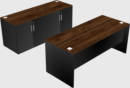 Parallel desk with credenza