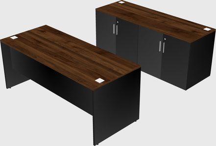 Parallel desk with credenza