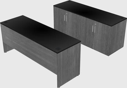 Parallel desk with credenza