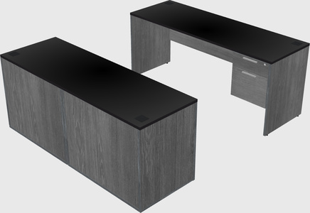 Parallel desk with credenza
