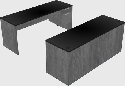 Parallel desk with credenza