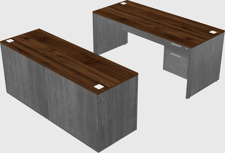 Parallel desk with credenza