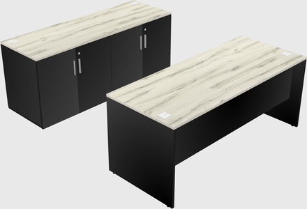 Parallel desk with credenza