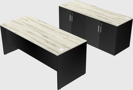 Parallel desk with credenza