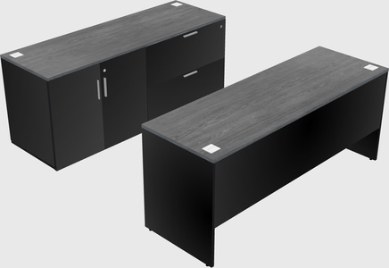 Parallel desk with credenza