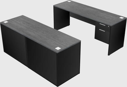Parallel desk with credenza