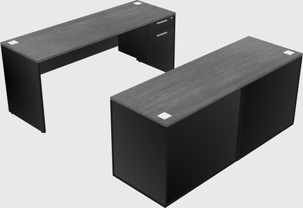 Parallel desk with credenza