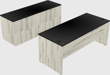 Parallel desk with credenza