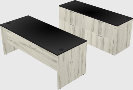 Parallel desk with credenza