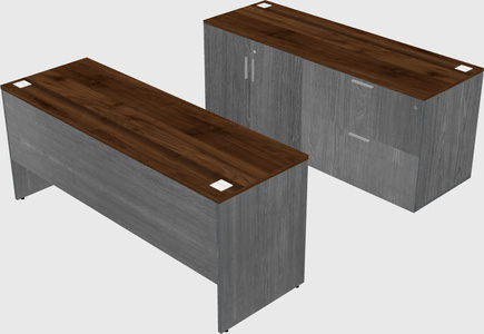Parallel desk with credenza
