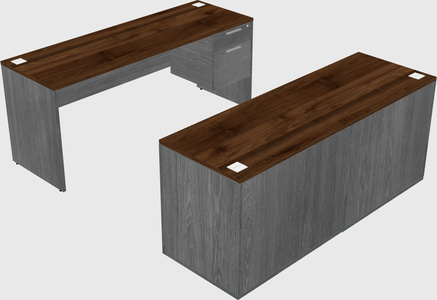 Parallel desk with credenza