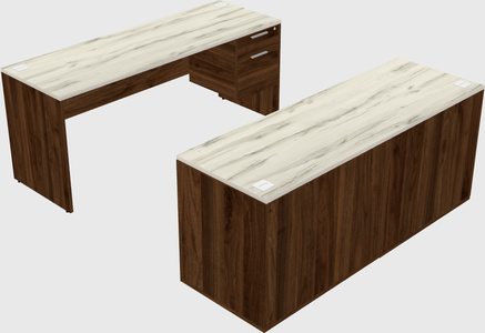 Parallel desk with credenza