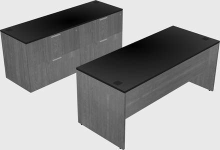 Parallel desk with credenza