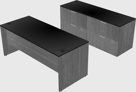Parallel desk with credenza
