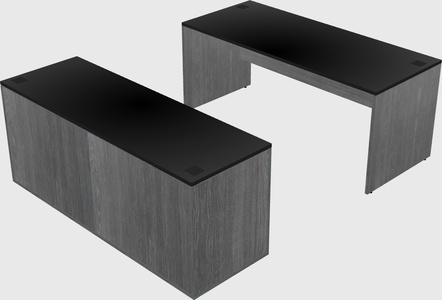 Parallel desk with credenza