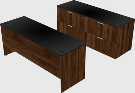 Parallel desk with credenza