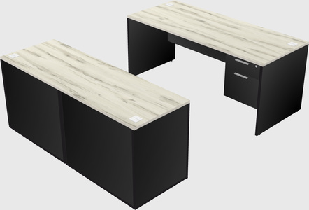 Parallel desk with credenza