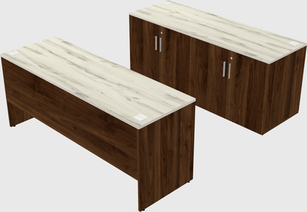Parallel desk with credenza