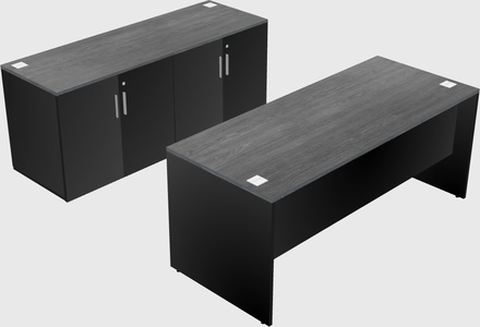 Parallel desk with credenza