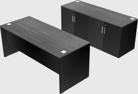 Parallel desk with credenza