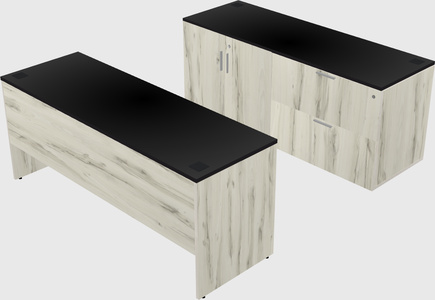 Parallel desk with credenza