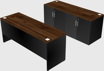 Parallel desk with credenza