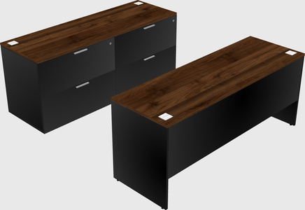 Parallel desk with credenza