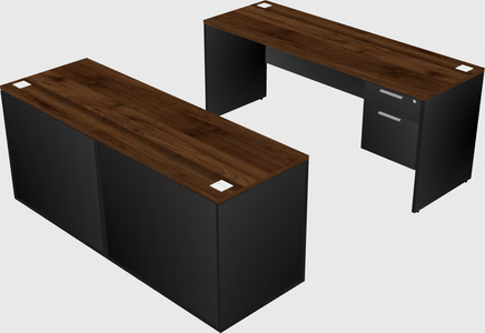 Parallel desk with credenza