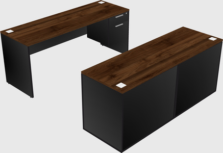 Parallel desk with credenza