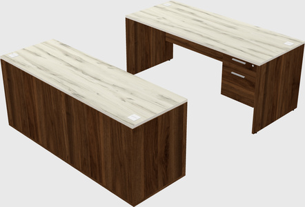 Parallel desk with credenza