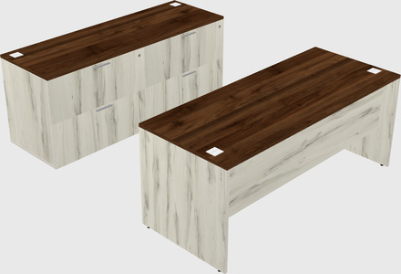 Parallel desk with credenza