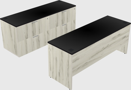 Parallel desk with credenza