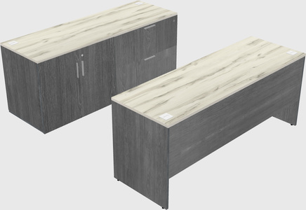 Parallel desk with credenza