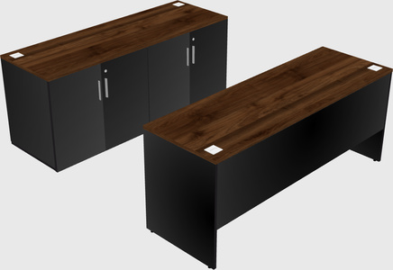Parallel desk with credenza