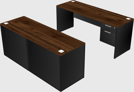 Parallel desk with credenza