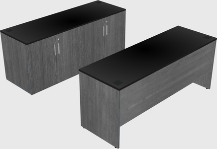 Parallel desk with credenza