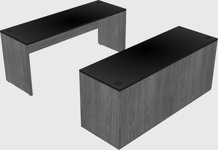 Parallel desk with credenza