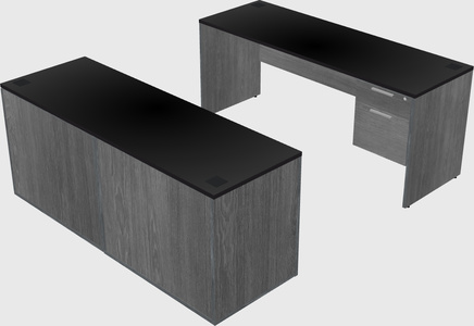 Parallel desk with credenza