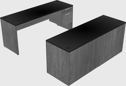 Parallel desk with credenza