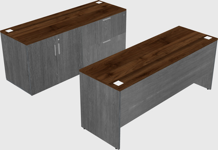Parallel desk with credenza