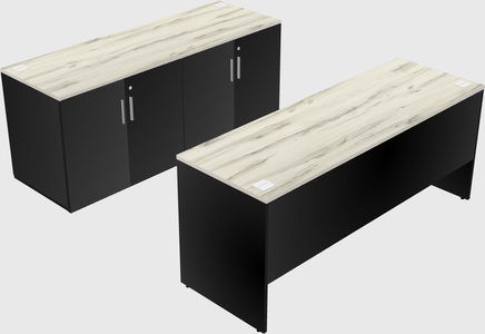 Parallel desk with credenza