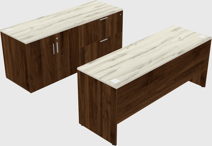 Parallel desk with credenza