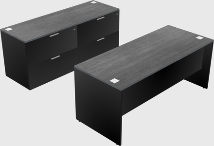 Parallel desk with credenza