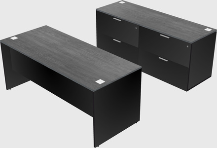 Parallel desk with credenza
