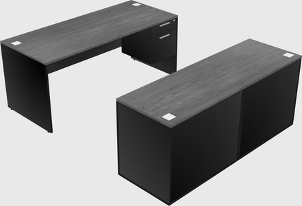 Parallel desk with credenza