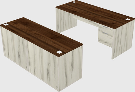 Parallel desk with credenza