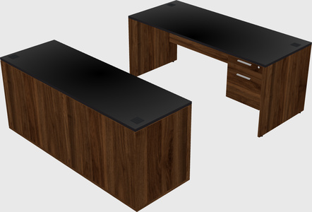 Parallel desk with credenza